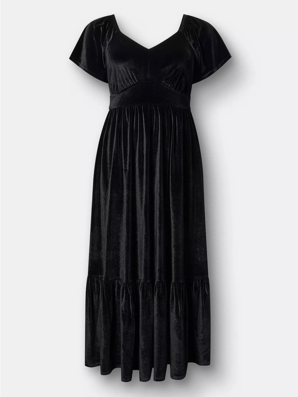 torrid size 2 Black Velvet Maxi Dress with Flutter Sleeves
